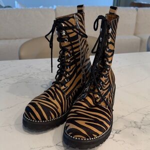 Aqua Zebra Stripe Combat Boots
